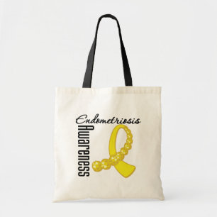 Endometriosis Awareness Gemstone Ribbon Tote Bag