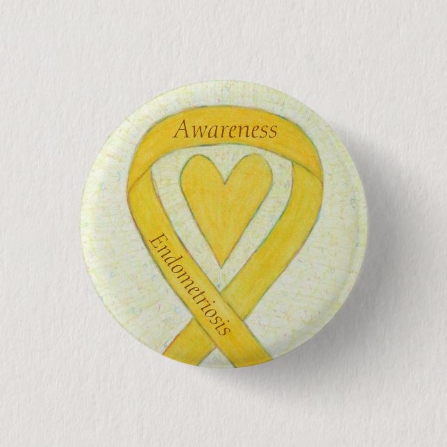 Endometriosis Awareness Heart Ribbon Custom Pin (Front)