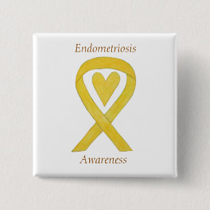 Endometriosis Awareness Heart Ribbon Custom Pin