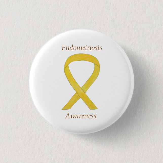 Endometriosis Awareness Ribbon Custom Pin (Front)