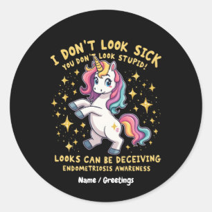 Endometriosis Awareness Strong Unicorn Warrior Classic Round Sticker