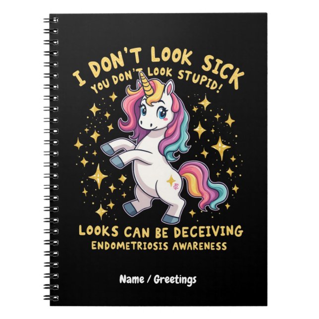 Endometriosis Awareness Strong Unicorn Warrior  Notebook (Front)