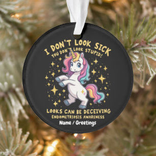 Endometriosis Awareness Strong Unicorn Warrior Ornament