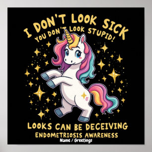 Endometriosis Awareness Strong Unicorn Warrior Poster
