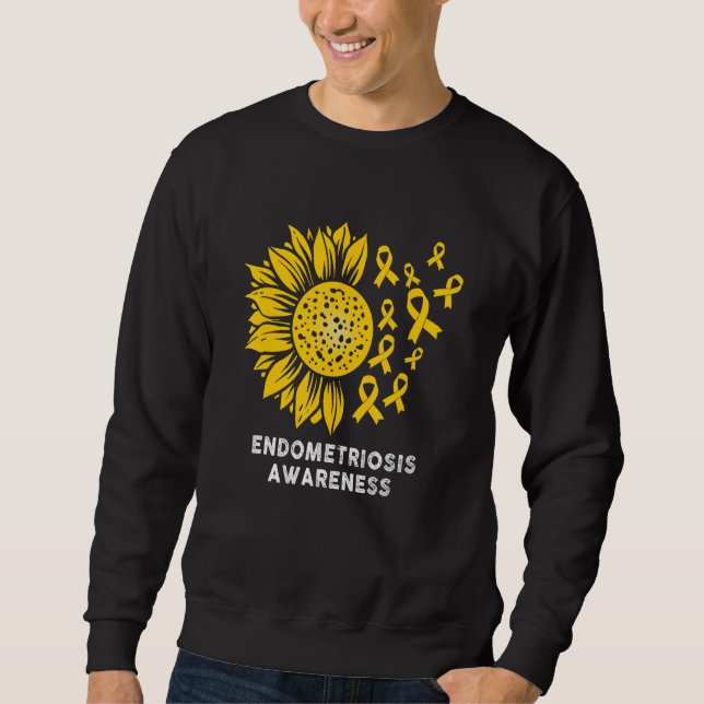 Endometriosis Awareness sunflower with Yellow Ribb Sweatshirt (Front)