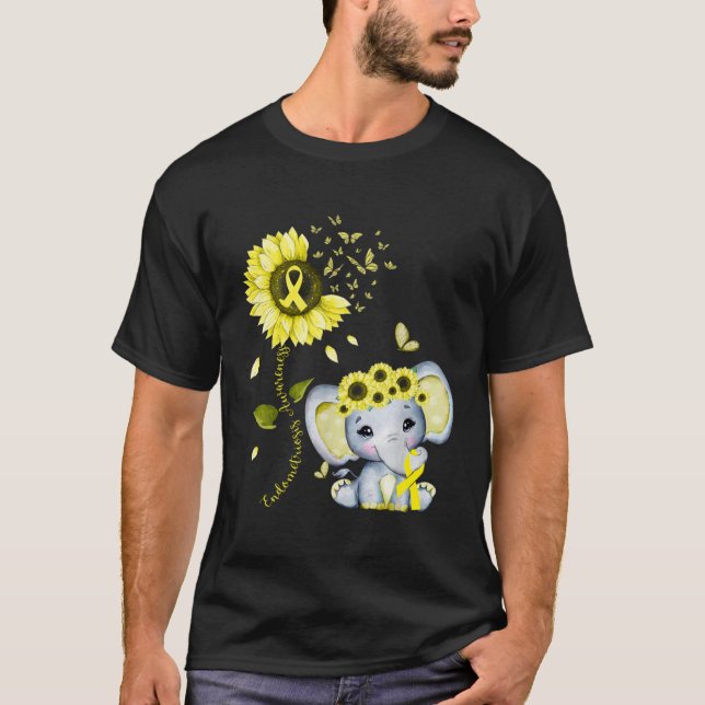 Endometriosis Awareness Yellow Hippie Sunflower El T-Shirt (Front)