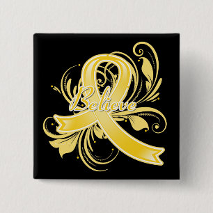 Endometriosis Believe Flourish Ribbon 15 Cm Square Badge