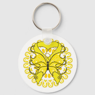 Endometriosis Butterfly Circle of Ribbons Key Ring