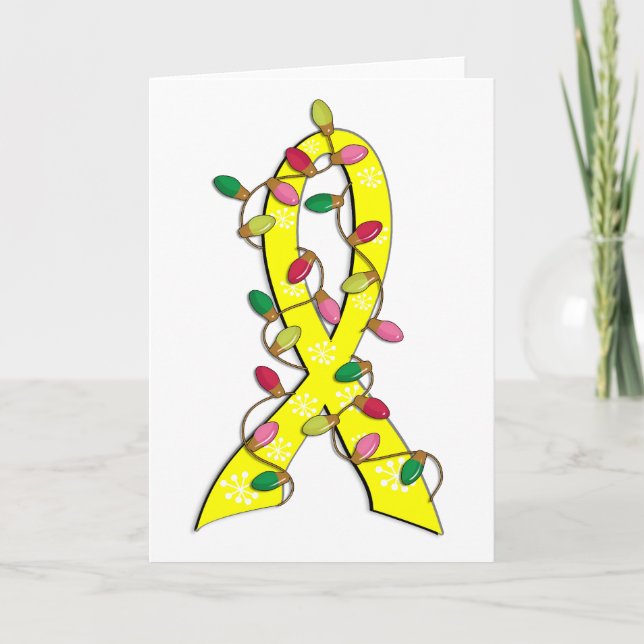 Endometriosis Christmas Lights Ribbon Holiday Card (Front)
