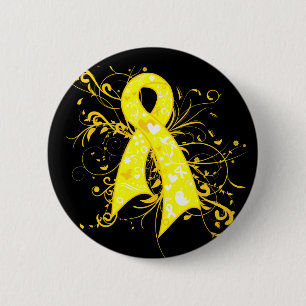 Endometriosis Floral Swirls Ribbon 6 Cm Round Badge