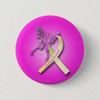 Endometriosis Ribbon with Butterfly 6 Cm Round Badge