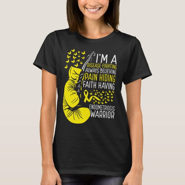 Endometriosis Warrior Awareness Ribbon Disease T-Shirt (Front)