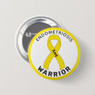 Endometriosis Warrior Ribbon White Button