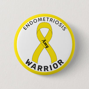 Endometriosis Warrior Ribbon White Button