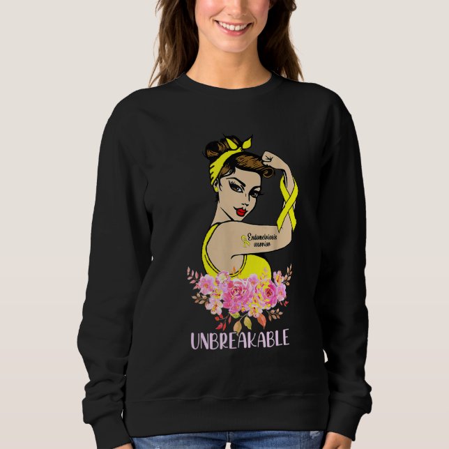 Endometriosis Warrior Unbreakable Arm Tattoo Stron Sweatshirt (Front)
