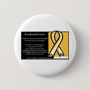 Endometriosis- Yellow Ribbon 6 Cm Round Badge