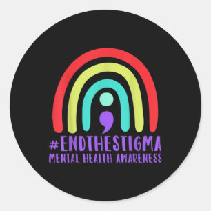 #endthestigma - Mental Health Awareness Semicolon Classic Round Sticker