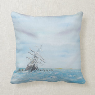 Endurance trapped by the Antarctic Ice. Painted Cushion