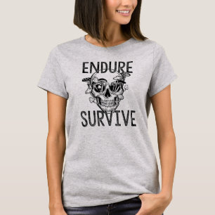 Endure and Survive Skull with Mushrooms Dark Sur T-Shirt