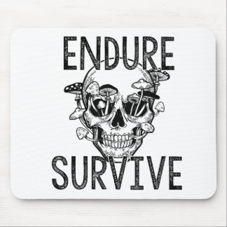 Endure and Survive Skull with Mushrooms Mouse Pad