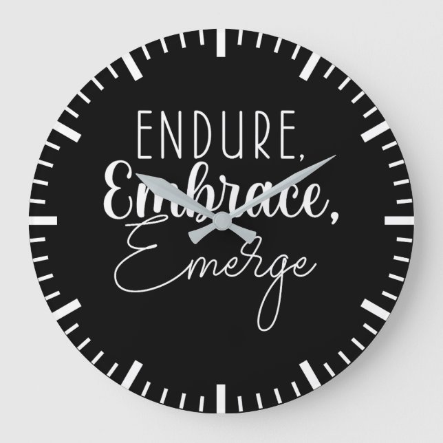 Endure, Embrace - Hustle, Gym, Success Motivation Large Clock (Front)