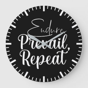 Endure, Prevail - Hustle, Gym, Success Motivation Large Clock