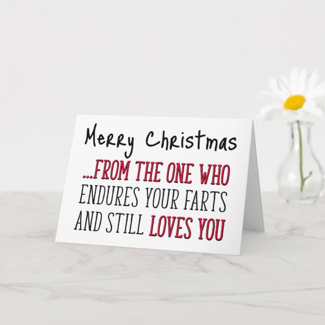 Endures Your Farts And Loves You, Funny Christmas Card (Small Plant)