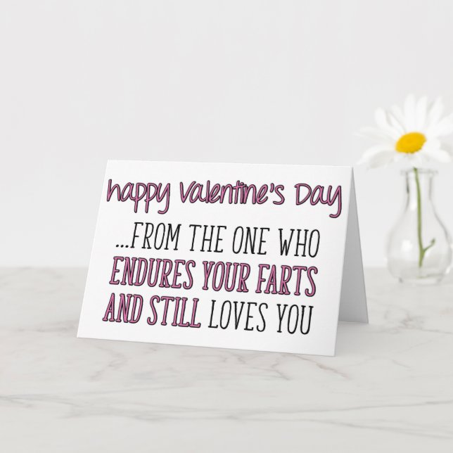 Endures Your Farts, Funny Valentine's Day Card (Small Plant)