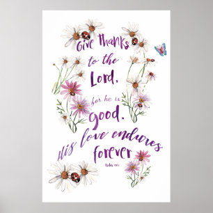 Enduring Gratitude: Psalms 156:1 Christian Quote Poster