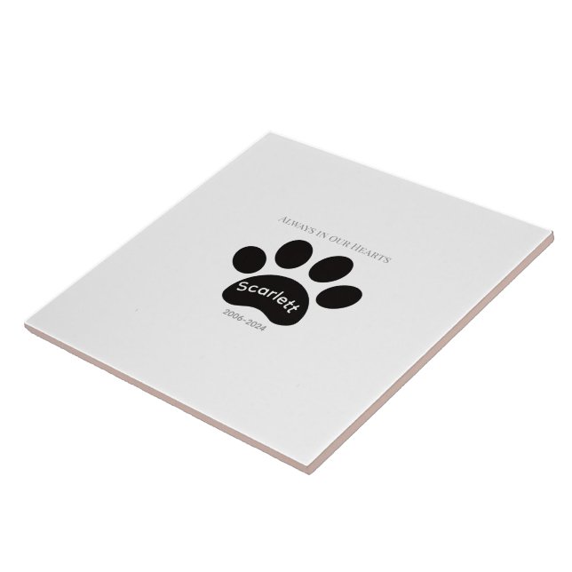 Enduring Paw Print Remembrance Design Ceramic Tile (Side)