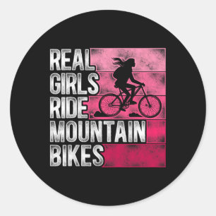 Enduro Mtb Mountain Bike Riding Downhill Girl Retr Classic Round Sticker