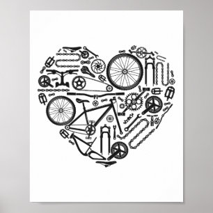 Enduro Mtb Mountain Bike Riding Downhill Heart Bik Poster