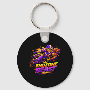 Endzone Beast Football Action Athlete Design Key Ring