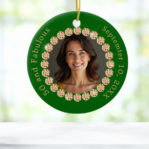 Enerald green gold photo diamond fabulous birthday ceramic ornament