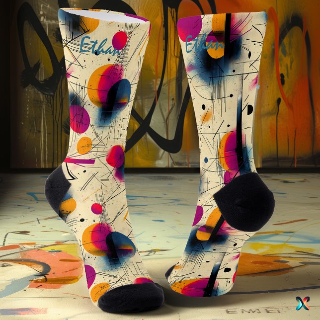 Energetic Abstract in Magenta, Orange, and Teal Socks (Creator Uploaded)