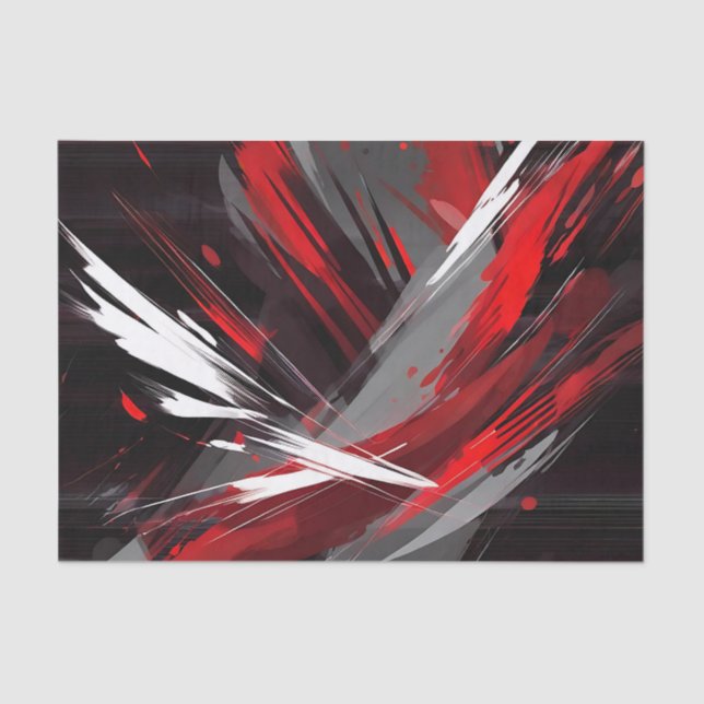 Energetic Abstract Red And Grey Bold Tissue Paper (Front)