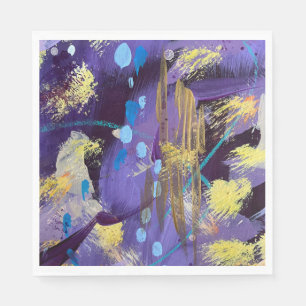 Energetic blue, purple, and gold abstract art  napkin