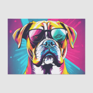 Energetic Boxer Dog With Sunglasses Pop Art Tissue Paper