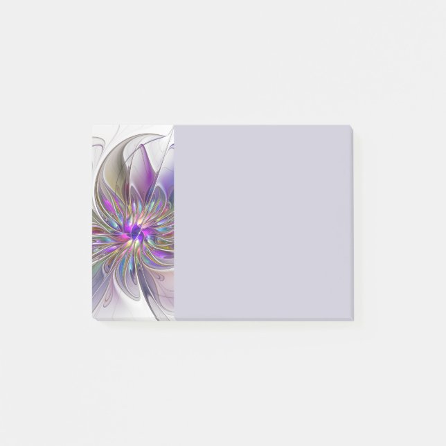 Energetic, Colorful Abstract Fractal Art Flower Post-it Notes (Front)