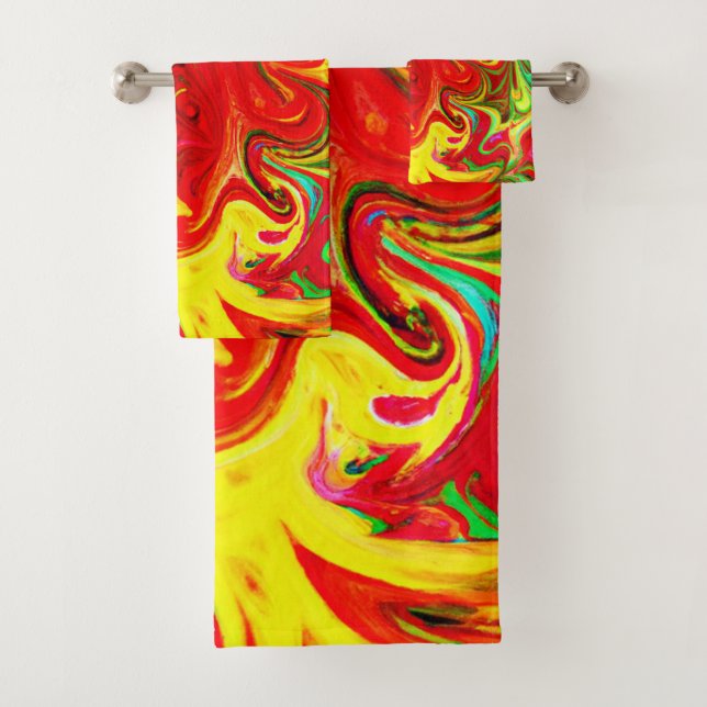 Energetic Colour Burst Pattern Bath Towel Set (Insitu)