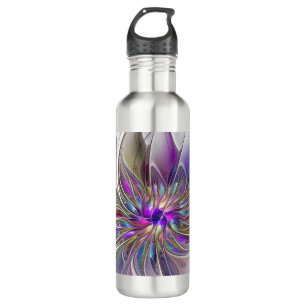Energetic, Colourful Abstract Fractal Art Flower 710 Ml Water Bottle