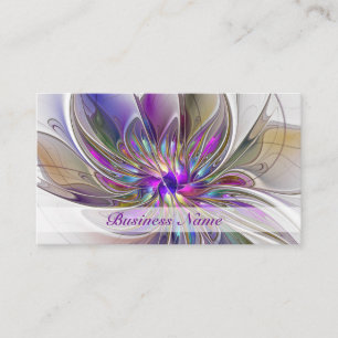 Energetic, Colourful Abstract Fractal Art Flower Business Card