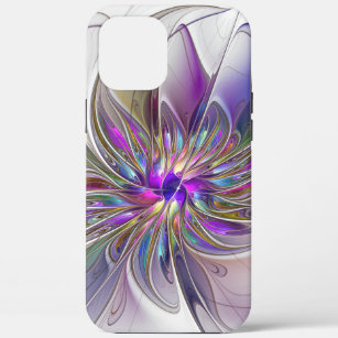 Energetic, Colourful Abstract Fractal Art Flower iPhone 12 Pro Max Case