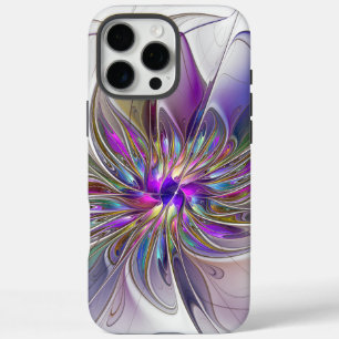 Energetic, Colourful Abstract Fractal Art Flower iPhone 16 Pro Max Case