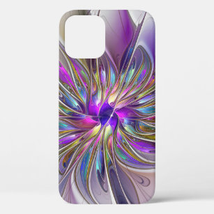 Energetic, Colourful Abstract Fractal Art Flower iPhone 12 Case