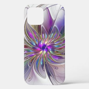 Energetic, Colourful Abstract Fractal Art Flower iPhone 12 Case