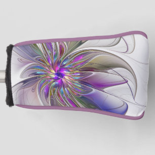 Energetic, Colourful Abstract Fractal Art Flower Golf Head Cover