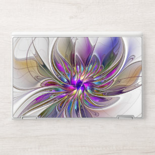 Energetic, Colourful Abstract Fractal Art Flower HP Laptop Skin