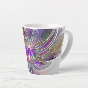 Energetic, Colourful Abstract Fractal Art Flower Latte Mug