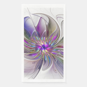 Energetic, Colourful Abstract Fractal Art Flower Napkin